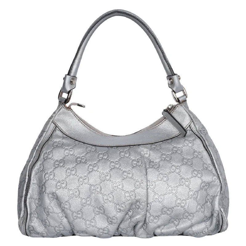 Women Gucci bags with a front - zip pocket for small itemsSilver D Ring Hobo Guccissima Leather ( )