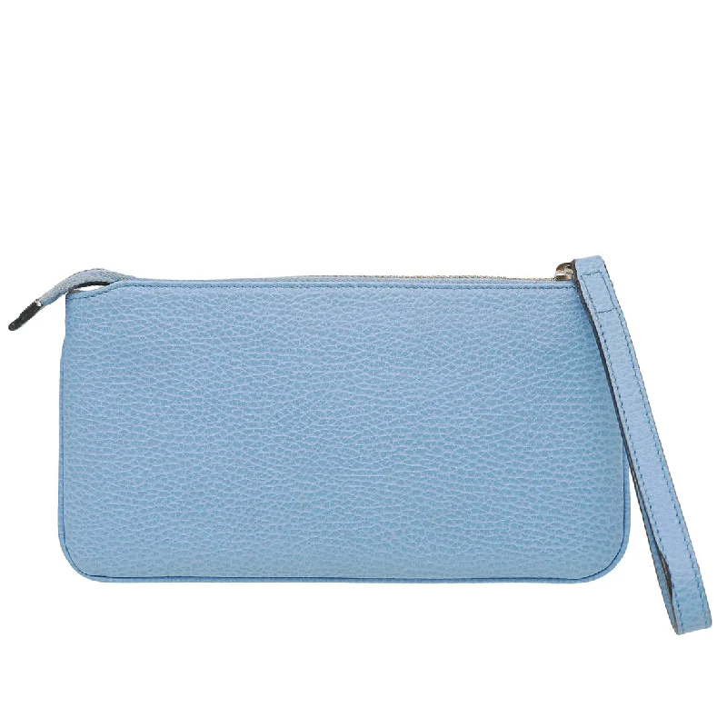 Gucci Marmont bags for women with gold - toned hardwareGucci Light Blue Swing Wristlet Pouch