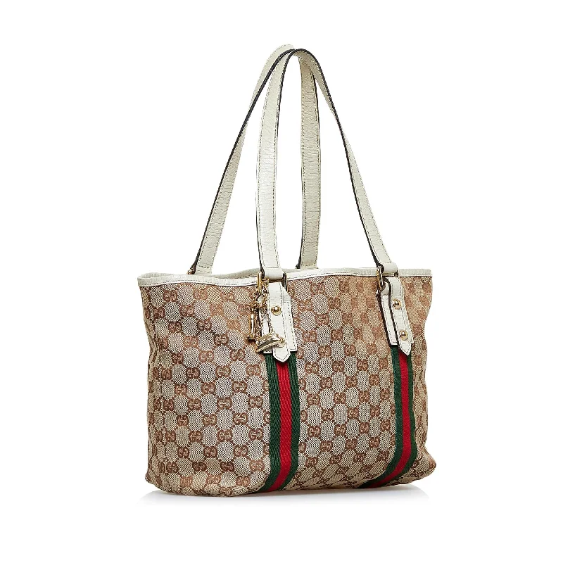 Women Gucci backpacks with a luxurious leather finishGucci GG Canvas Jolicoeur Tote (SHG-KVNUBE)