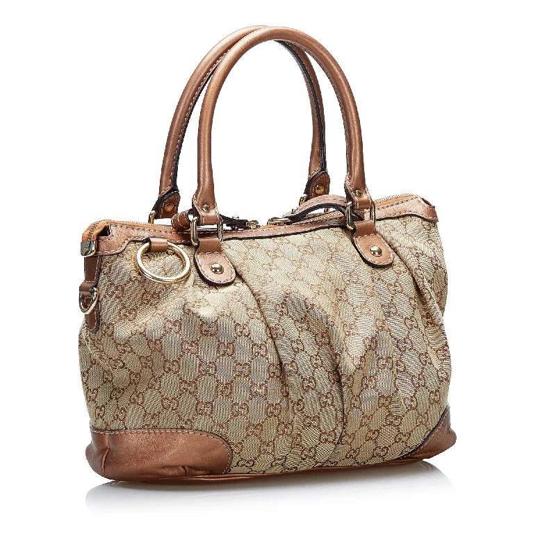 Gucci handbags for women with a beaded trimGucci GG Canvas Sukey Satchel (SHG-tzQVlR)