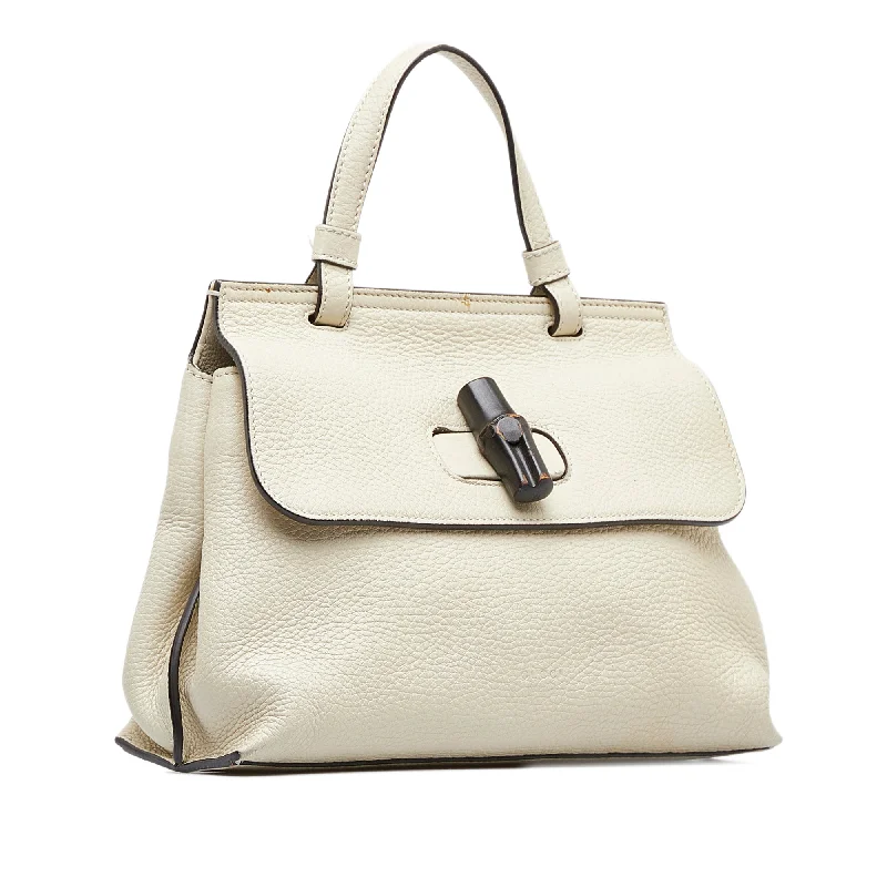 Women Gucci bags with a front - zip pocket for small itemsGUCCI Small Bamboo Daily Satchel