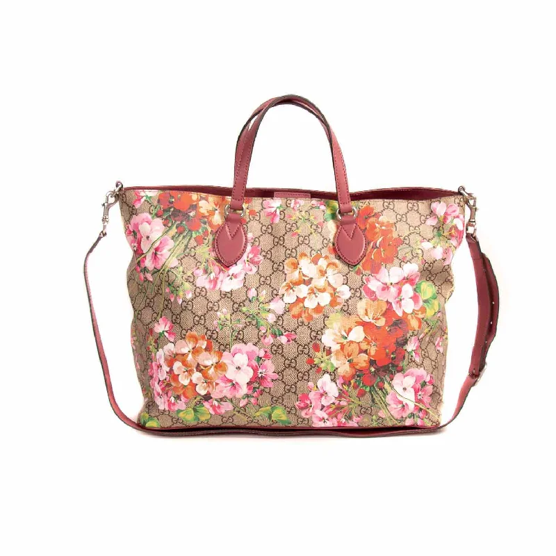 Ladies Gucci shoulder bags with a wide - width strapGucci Soft GG Blooms Shopper Tote Bag