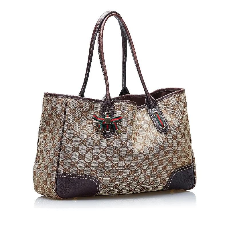 Gucci Marmont bags for women with a contrast - colored interiorGucci GG Canvas Princy Tote Bag (SHG-NumBEo)