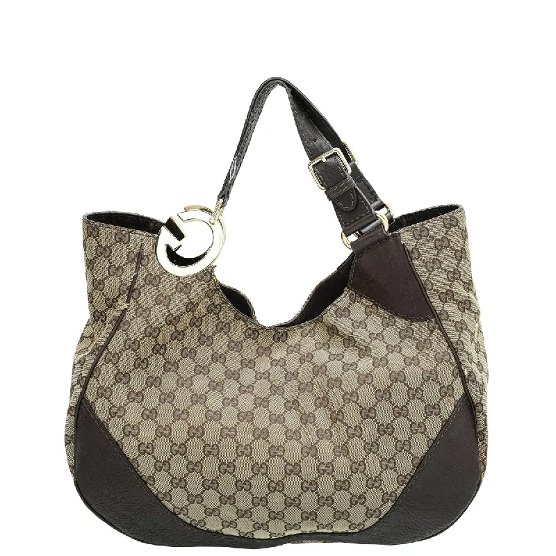 Gucci tote bags for women with a printed Gucci logoGucci Bicolor GG Charlotte Hobo Bag