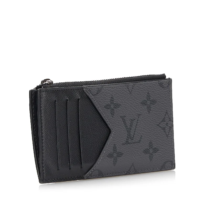 Louis Vuitton tote bags with a double - handle and shoulder - strap optionLouis Vuitton Monogram Eclipse Coin Pouch (SHG-CILlD8)