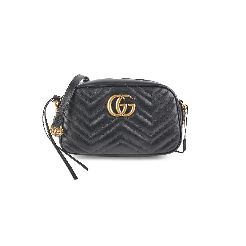 Women Gucci Sylvie bags with a leather - wrapped handleGucci Small Marmont Camera Bag Black