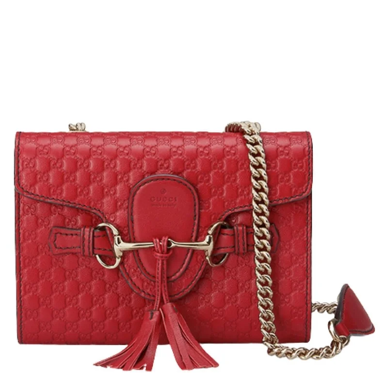 Women Gucci Sylvie bags with a monogram - embossed leatherRed Emily Guccissima Mini Shoulder Bag