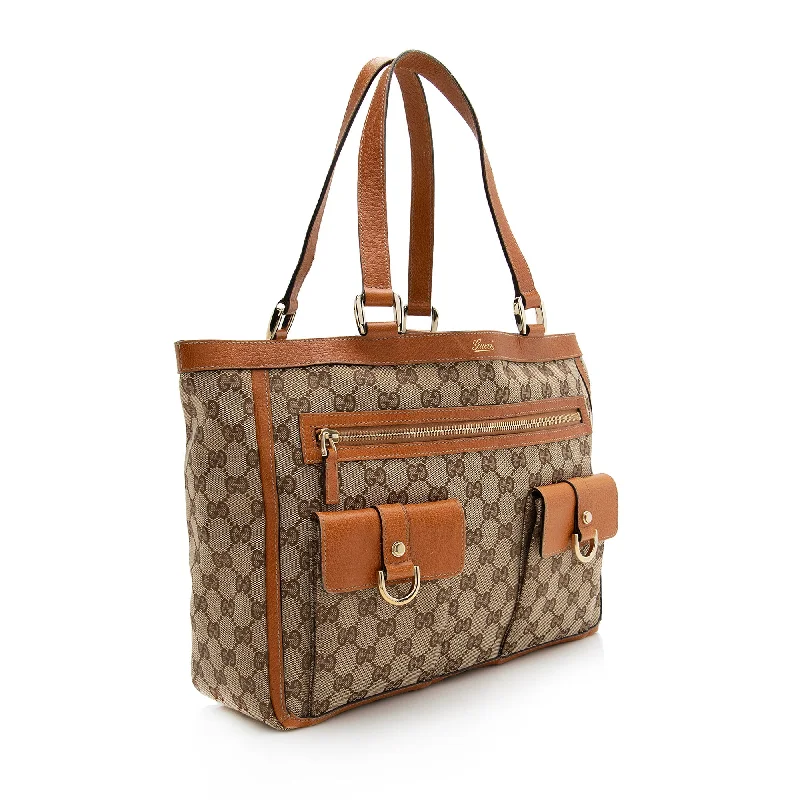 Ladies Gucci shoulder bags with a single - handle designGucci GG Canvas Abbey Pocket Tote (22728)