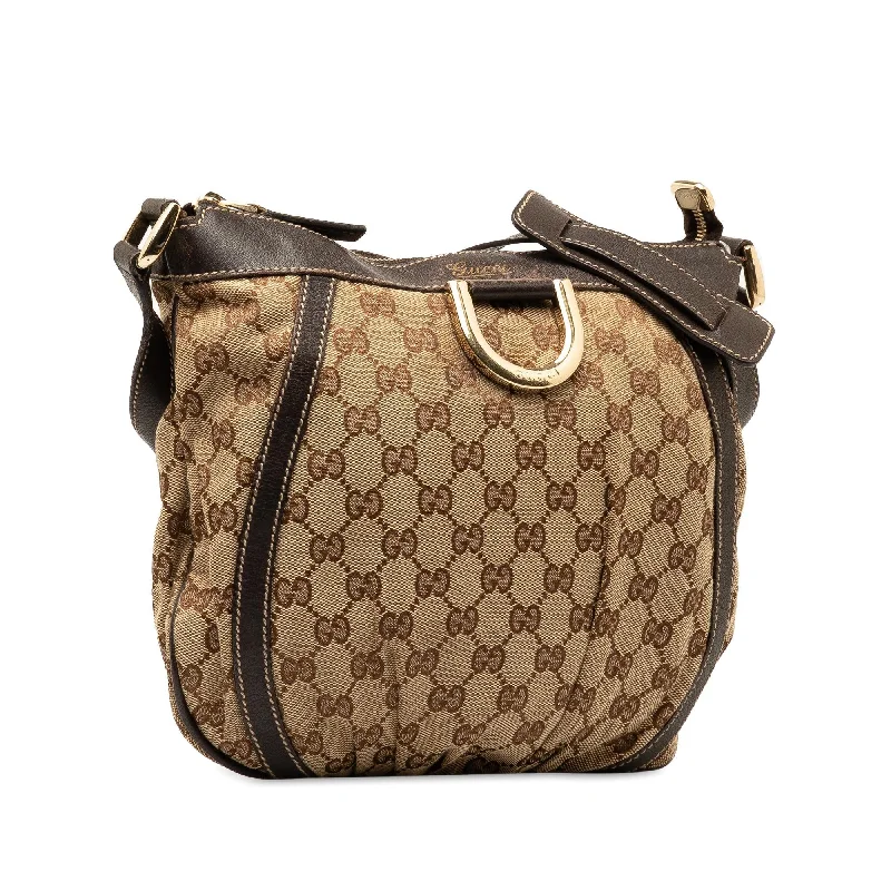 Women Gucci bags with a chain - link trim and a leather bodyGucci GG Canvas Abbey D-Ring Crossbody Bag (Zxw4ym)