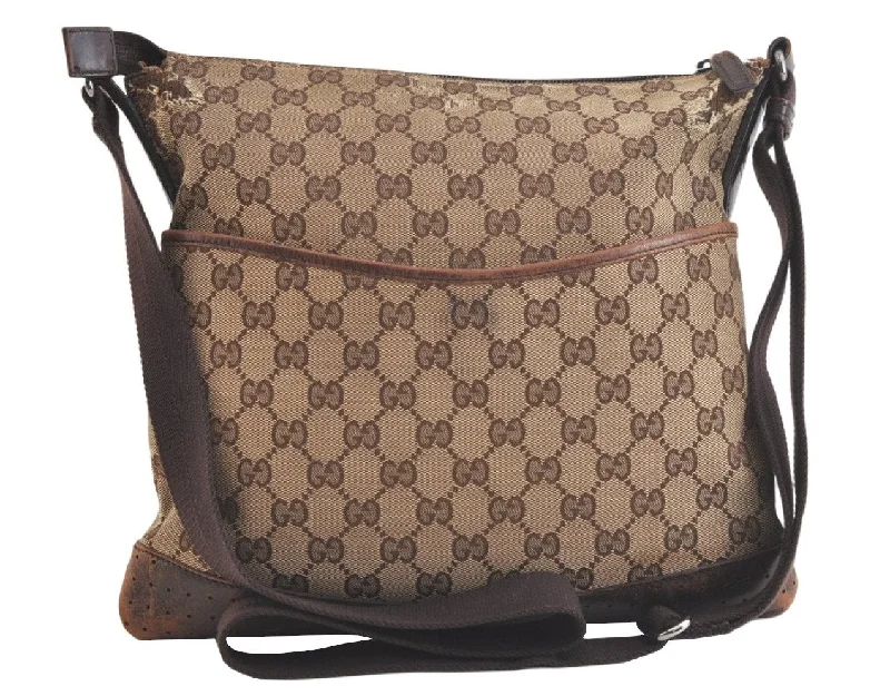 Gucci Marmont bags for women with quilted leather exteriorsAuthentic GUCCI Shoulder Cross Body Bag GG Canvas Leather 145857 Brown 3477K