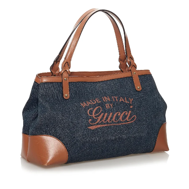 Ladies Gucci shoulder bags with a single - handle designGucci Craft Denim Tote Bag (31576)