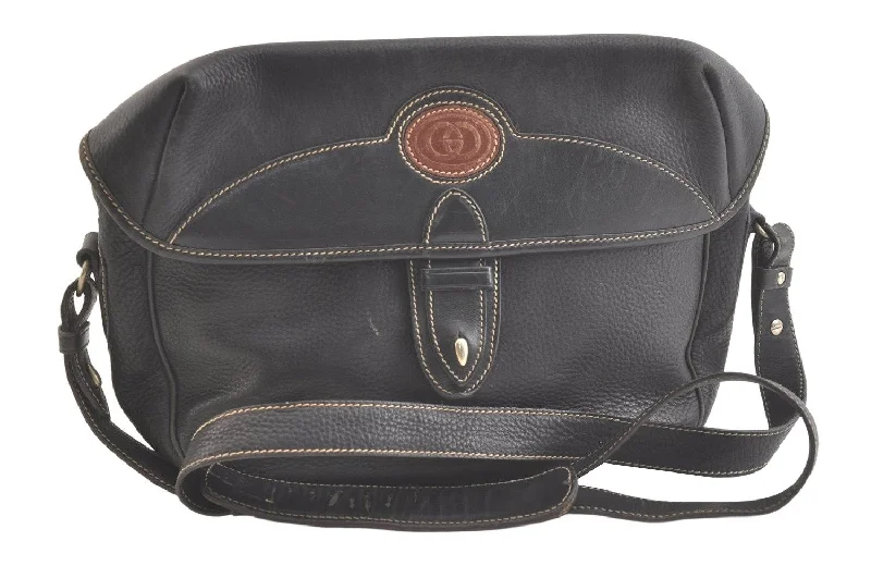 Gucci backpacks for women with a hidden back pocketAuthentic GUCCI Vintage Shoulder Cross Body Bag Purse Leather Black 3494K