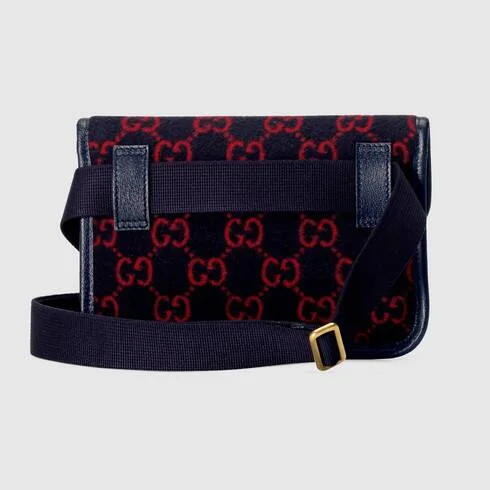 Women Gucci Sylvie bags with a detachable ribbon detailGucci GG Wool Belt Bag Blue/Red