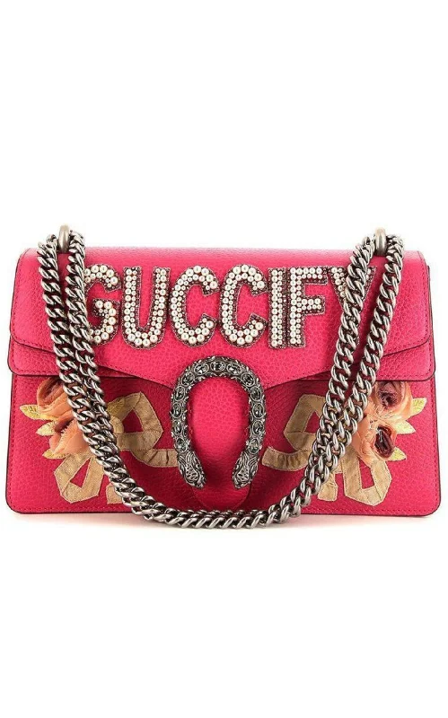 Gucci handbags for women with a beaded trimPink Guccify Dionysus Small Shoulder Bag