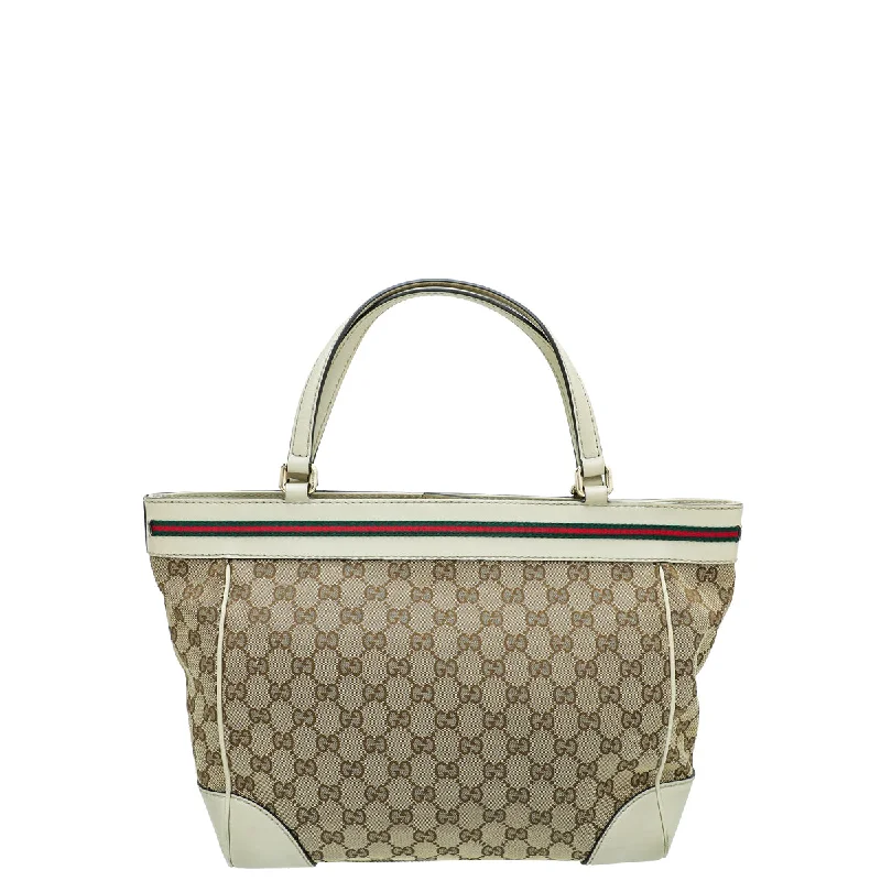 Gucci tote bags for women with a spacious interiorGucci Bicolor GG Web Medium Mayfair Tote Bag