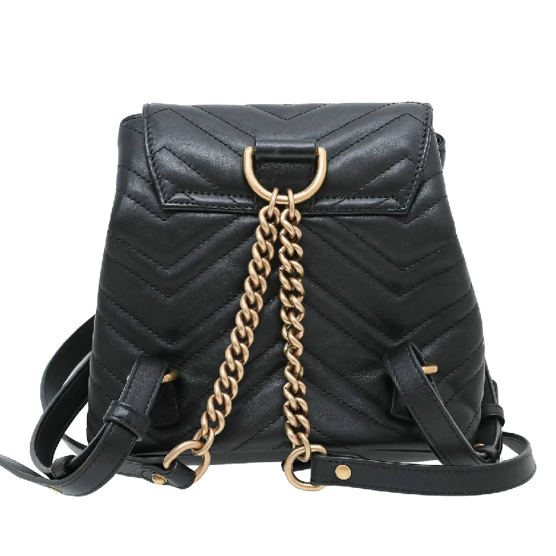 Women Gucci crossbody bags with a keychain holderGucci Black GG Marmont Mini Backpack Bag