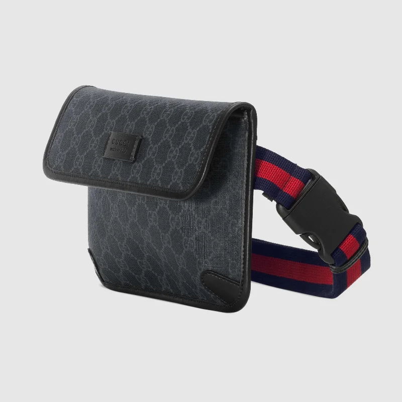 Gucci handbags for women with a metal - framed claspGucci GG Supreme Black Flap Belt Bag