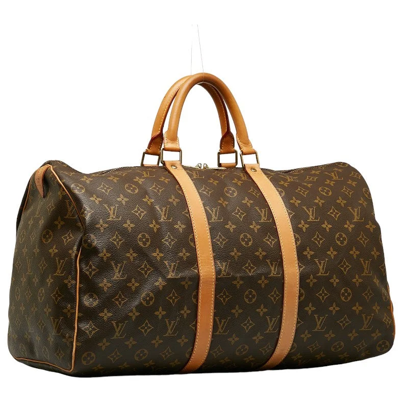 Louis Vuitton bags with a front - zip pocket for small items like keysLouis Vuitton Vintage Keepall 50 Boston Bag Travel Bag M41426 Brown