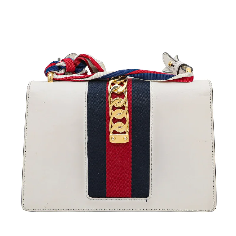 Women Gucci bags with a zip - around closure for securityGucci White Sylvie Small Bag