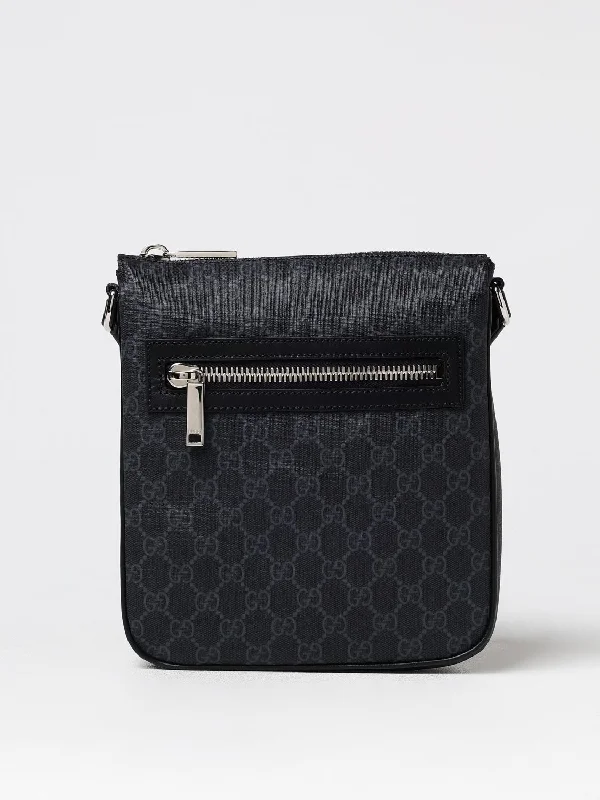 Women Gucci Sylvie bags with a monogram - embossed leatherGucci Shoulder Bag Men Black Men