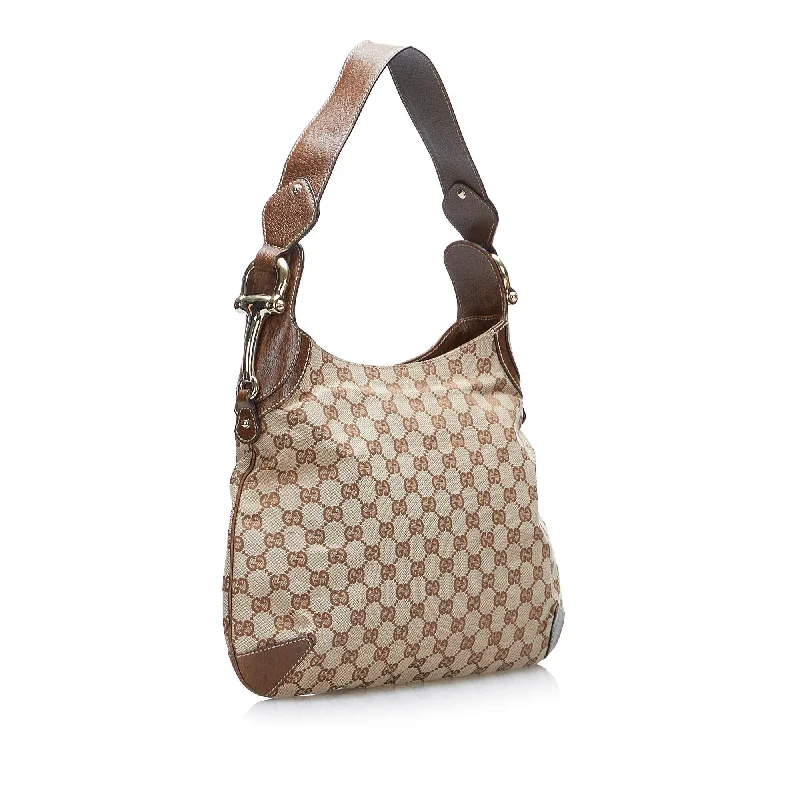 Gucci backpacks for women with a padded laptop compartmentGucci GG Canvas Horsebit Creole Hobo Bag (SHG-y6YgpM)