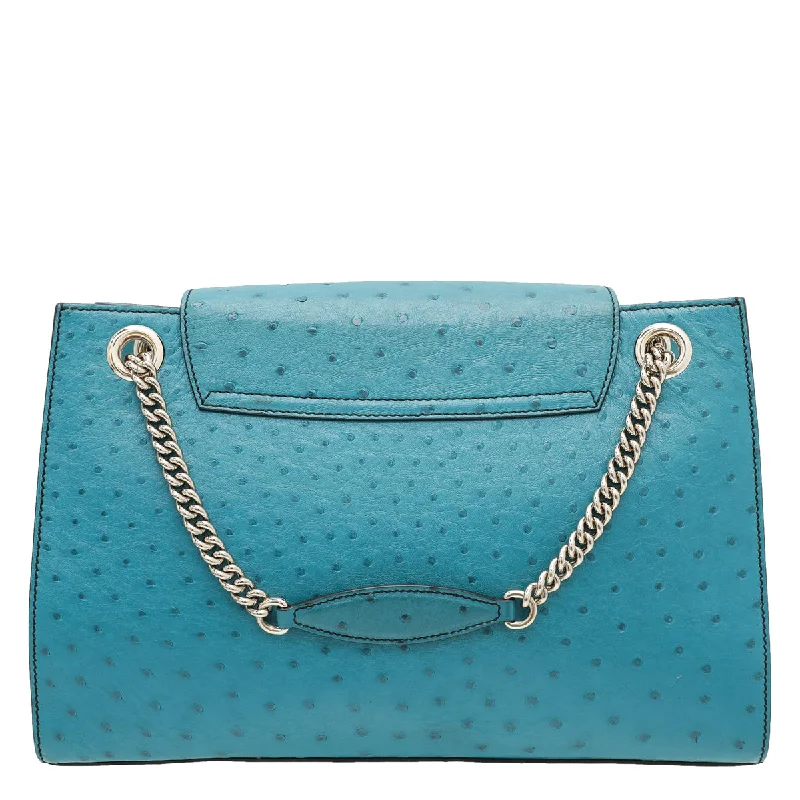 Women Gucci bags with a zippered interior pocketGucci Turquoise Ostrich Emily GCC Exclusive 7-10 Bag