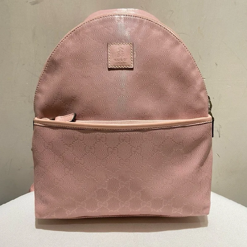 Women Gucci crossbody bags with a keychain holderGucci Pink GG Logo Canvas Backpack Medium