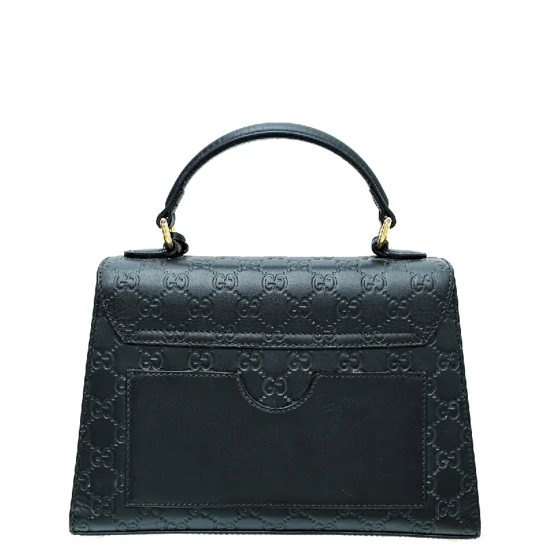 Women Gucci crossbody bags with a woven leather strapGucci Black Guccissima Padlock Top Handle Small Bag