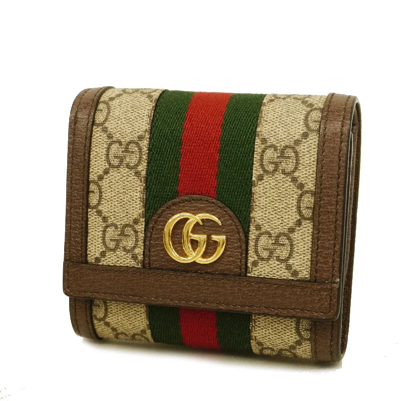 Women Gucci bags with a snap - button closure and a decorative charmGucci Bifold Wallet Ophidia 598662 GG Supreme Beige