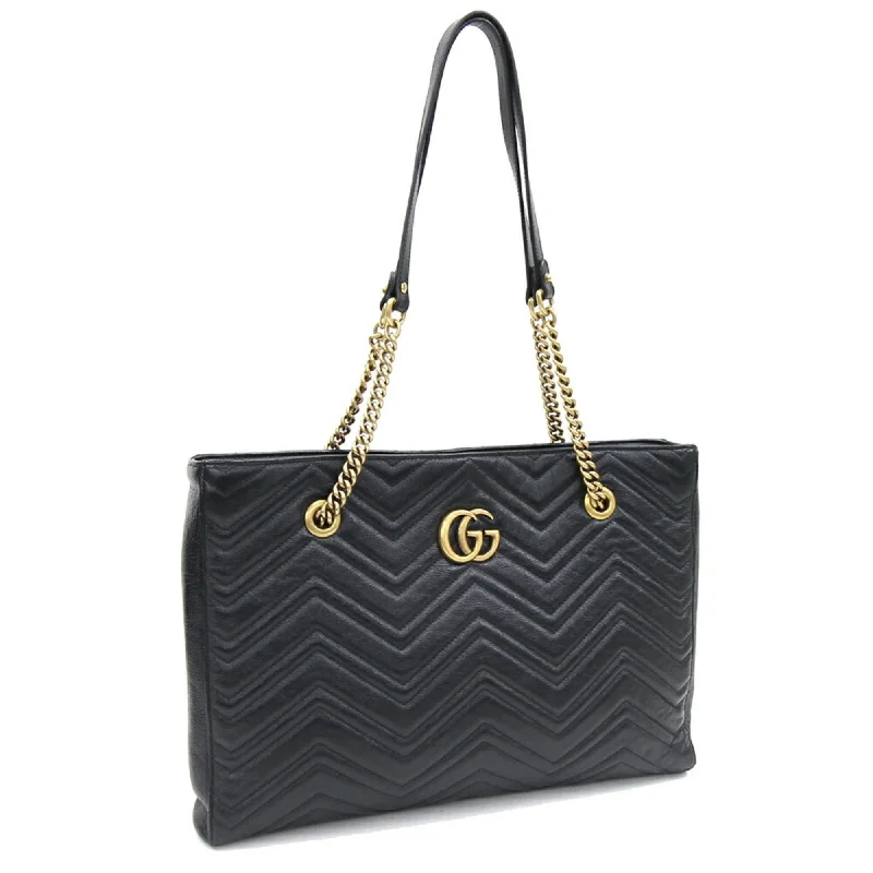 Women Gucci Sylvie bags with a leather - wrapped handleGucci Tote Bag GG Marmont 524578 Black Leather Ladies Chain GUCCI