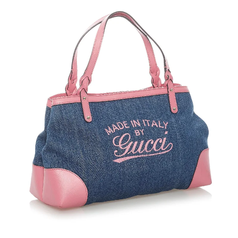 Ladies Gucci shoulder bags with a wide - width strapGucci Craft Denim Handbag (33034)