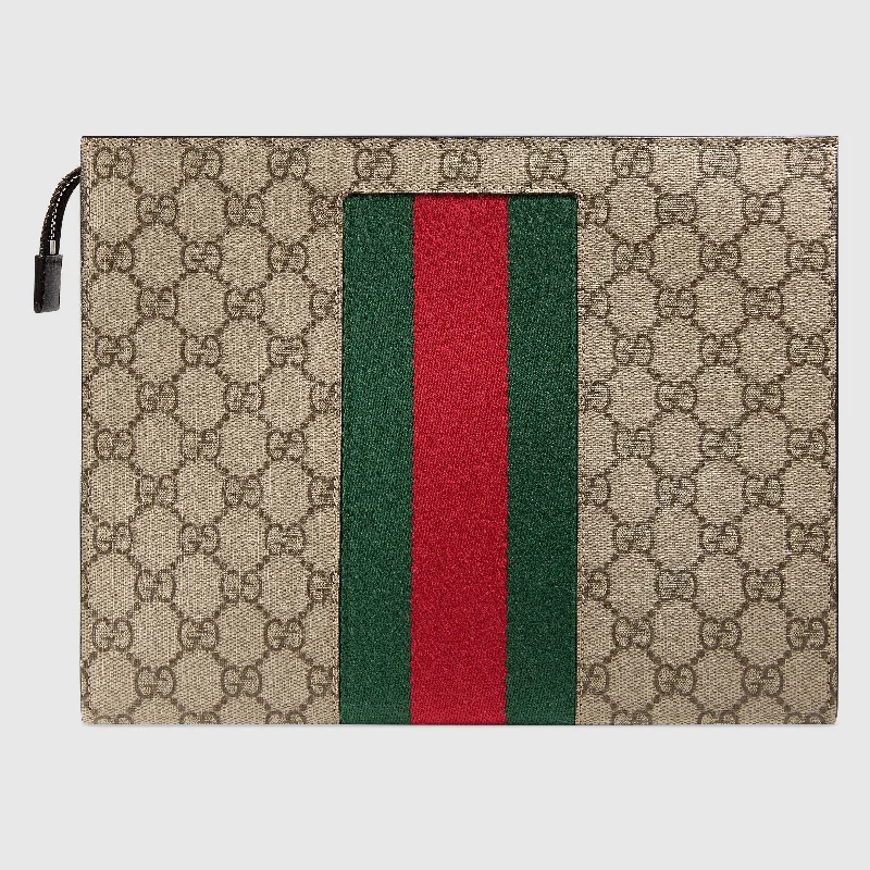 Ladies Gucci Dionysus bags with a chain - link shoulder strapGucci GG Supreme Web Pouch Beige/Ebony