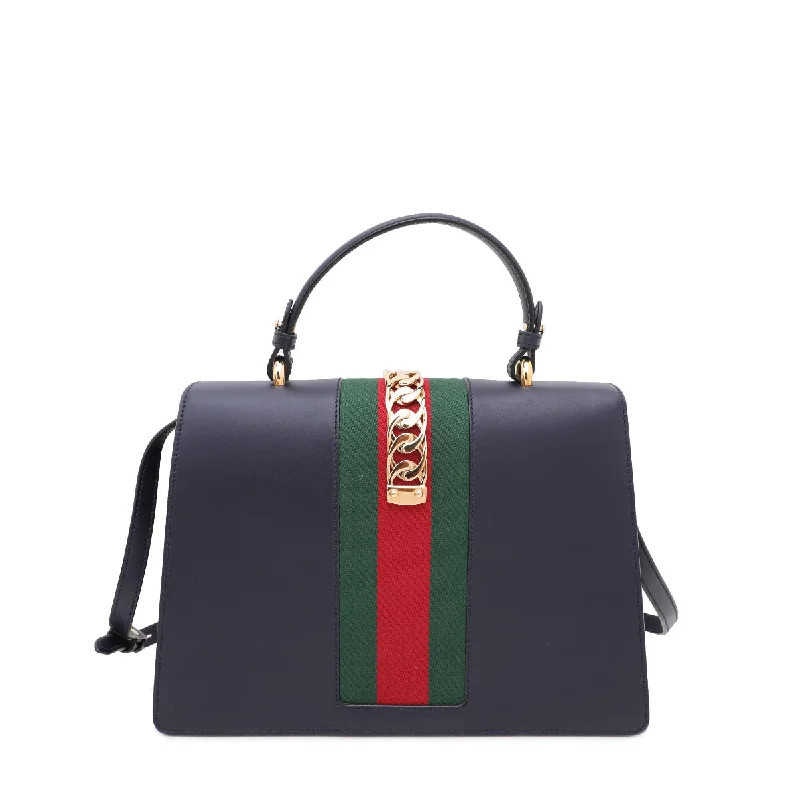 Gucci backpacks for women with a multi - pocket designGucci Navy Blue Sylvie Medium Bag