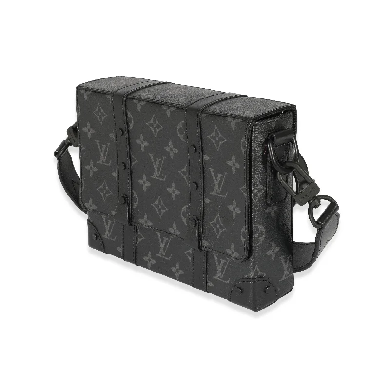 Ladies Louis Vuitton shoulder bags with a single - handle silhouetteLouis Vuitton Monogram Eclipse Trunk Messenger