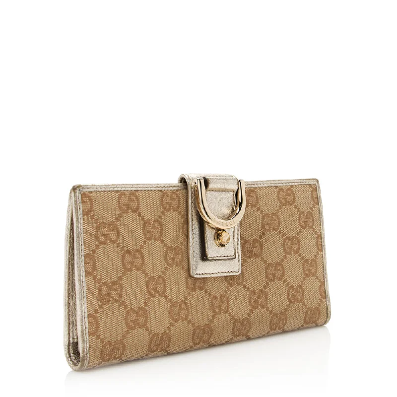 Ladies Gucci shoulder bags with a magnetic - closure flapGucci GG Canvas Abbey Wallet (SHF-20729)