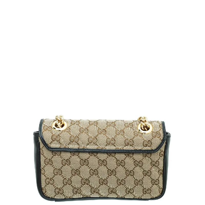 Women Gucci bags with a detachable mirror insideGucci Bicolor GG Mamront Mini Bag