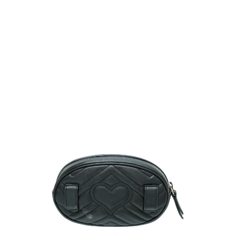 Women Gucci bags with a detachable mobile phone holderGucci Black GG Marmont Mini Belt Bag