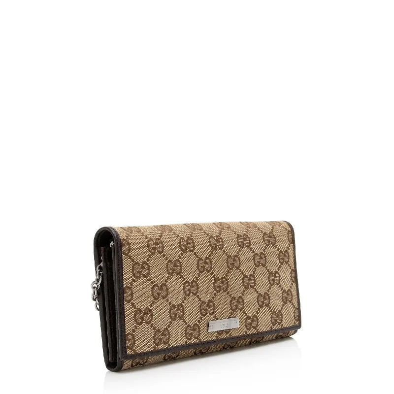 Gucci handbags for women with a patent - leather finishGucci GG Canvas Wallet on Chain Bag (SHF-4BzUx8)