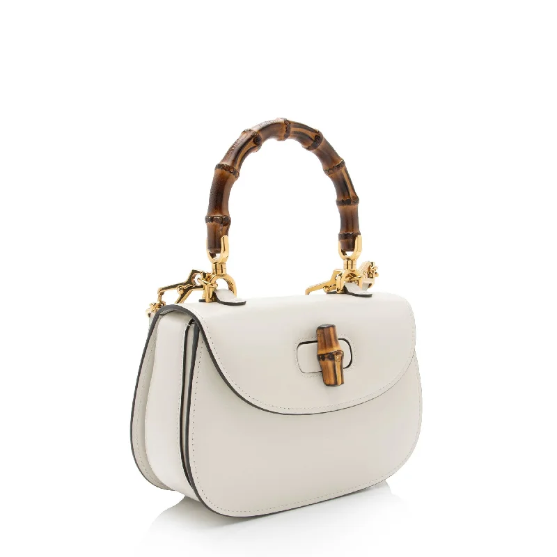 Women Gucci Sylvie bags with a leather - wrapped handleGucci Leather Bamboo 1947 Small Top Handle Bag (SHF-twXIoA)