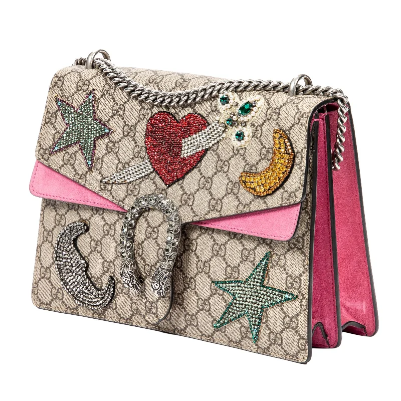 Ladies Gucci Dionysus bags with a star - shaped charmGucci Medium Embellished GG Supreme Dionysus Shoulder Bag (SHG-A3io5I)