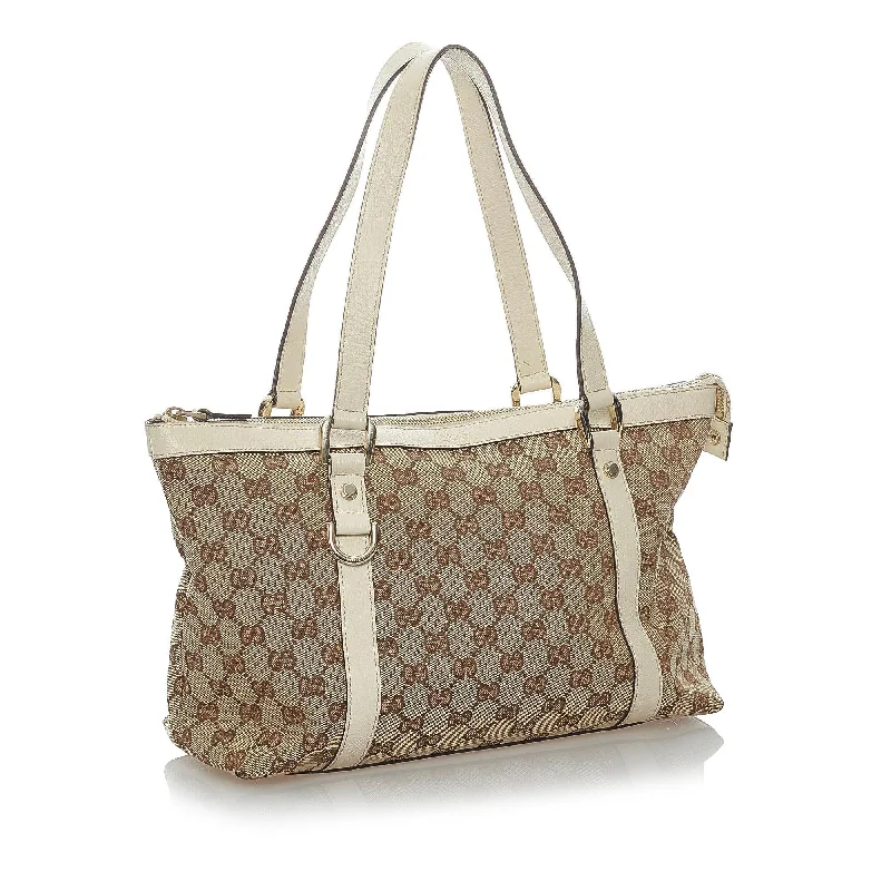 Gucci tote bags for women with a double - handle designGucci GG Canvas Abbey Shoulder Bag (32783)