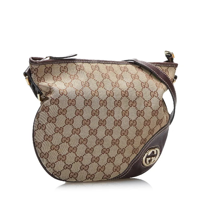 Gucci handbags for women with a beaded trimGucci GG Canvas Britt Crossbody (SHG-gC3R2B)