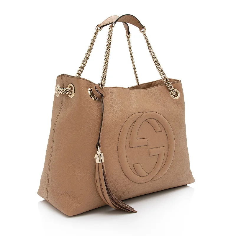 Gucci tote bags for women with a double - handle designGucci Leather Soho Medium Shoulder Bag (SHF-XL0Vpo)