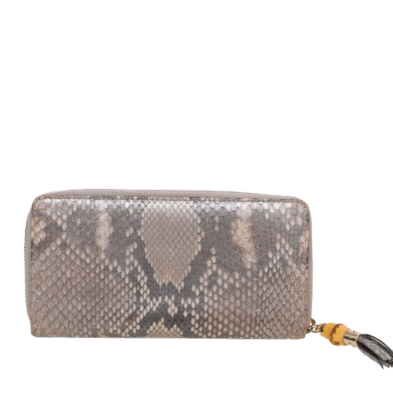 Ladies Gucci Dionysus bags with a chain - link shoulder strapGucci Metallic Gray Python Bamboo Tassel Zippy Wallet