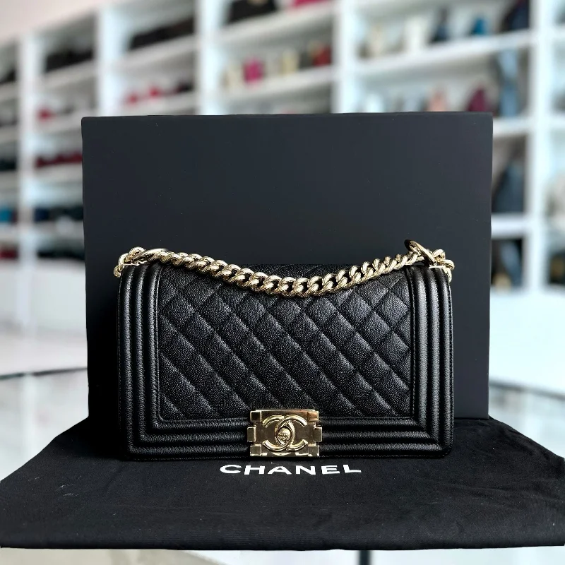 Chanel All - Match Handbag for Versatile StylingCaviar Boy Old Medium 25CM Quilted Calfskin Leboy Black GHW No 23