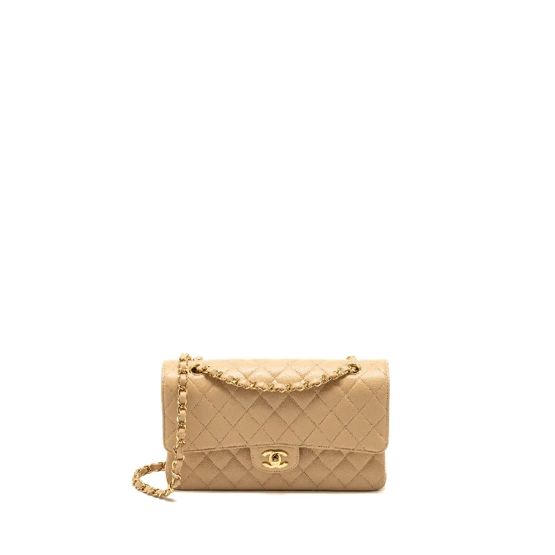 Chanel Handbag with Adjustable Strap for ComfortChanel Medium Classic Double Flap Bag Caviar Beige GHW (Microchip)