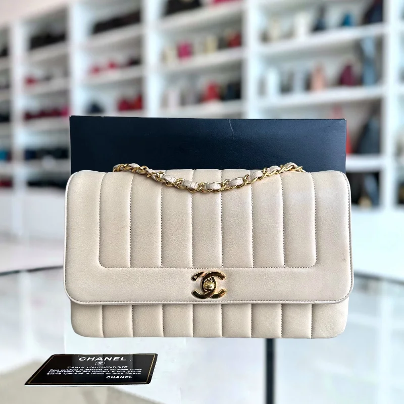 Chanel Vintage Inspired Handbag for Retro LoversChanel Vintage Mademoiselle Vertical - Quilted Flap Lambskin Beige GHW No 2