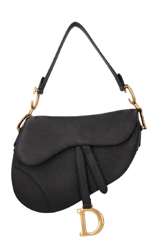 Stylish Christian Dior shoulder bags with a tassel - adorned zipperCHRISTIAN DIOR Saddle Bag Leather Black