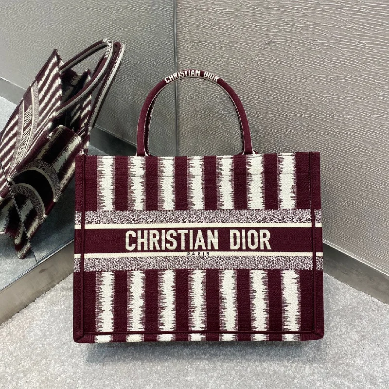 Christian Dior Saddle bags with a distressed leather finishChristian Dior MeChristian Diorum Book Tote Red D-Stripes Embroidery For Women 36cm/16.5in