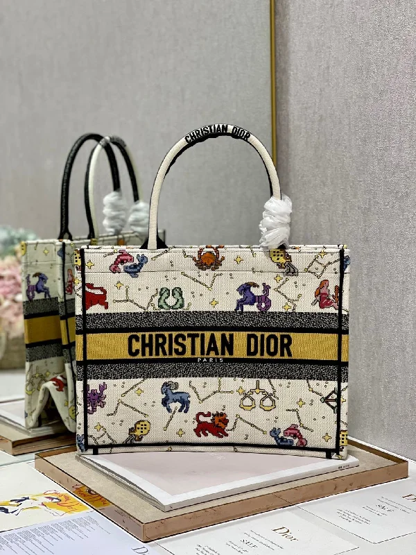 Christian Dior handbags with a removable shoulder strap for versatilityChristian Dior MeChristian Diorum Book Tote White Multicolor, For Women,  Handbags 14in/36cm